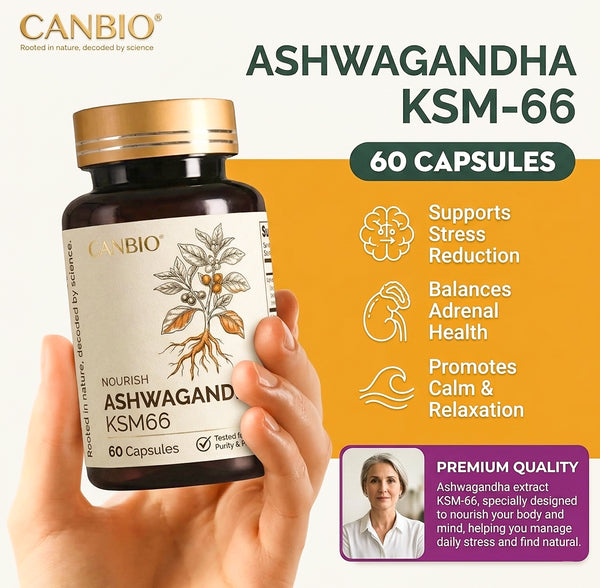 CANBIO Ashwagandha with Black Pepper Extract – Sleep, Stress & Performance Support for Men & Women - hover