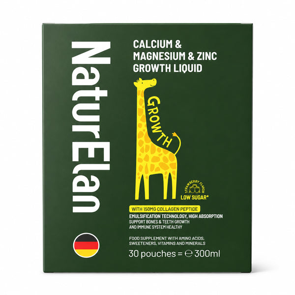 NaturElan Calcium Magnesium Zinc Growth Liquid – Daily Bone & Height Support for Kids