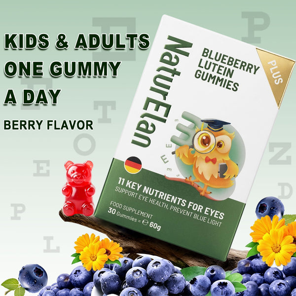 NaturElan Blueberry Lutein Gummies – 11 Key Nutrients for Eye Health, Kids & Adults - hover