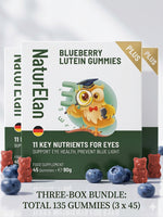 NaturElan Blueberry Lutein Gummies for Eye Health – 11 Key Nutrients & Blue Light Support (45 Gummies)