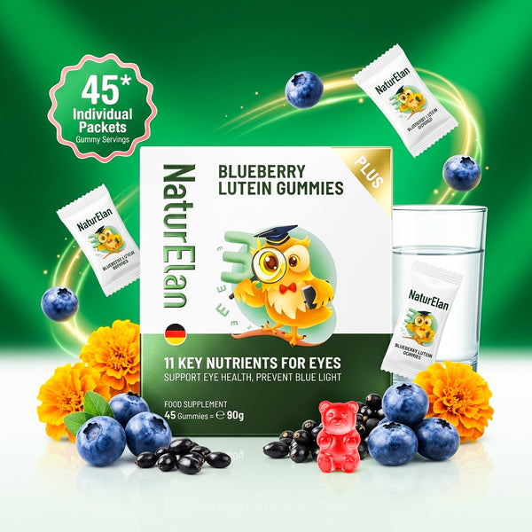 NaturElan Blueberry Lutein Gummies for Eye Health – 11 Key Nutrients & Blue Light Support (45 Gummies) - hover