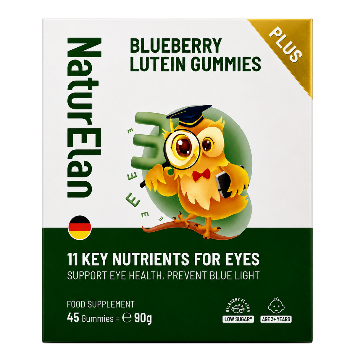 NaturElan Blueberry Lutein Gummies for Eye Health – 11 Key Nutrients & Blue Light Support (45 Gummies)