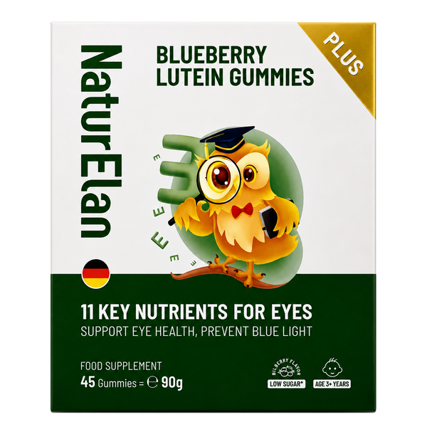 NaturElan Blueberry Lutein Gummies for Eye Health – 11 Key Nutrients & Blue Light Support (45 Gummies)